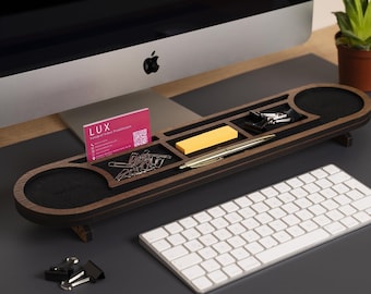 Wood Desk Organizer for Accessories, Docking Station, Office & Desk Storage, Pen Holder, Phone Stand, Business Card Holder