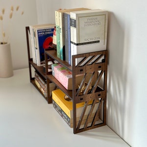 Expandable Bookshelf for Desktop Book Storage Display Rack for Desk Organization Display Stand for Desktop Adjustable Bookcase for Desk image 6