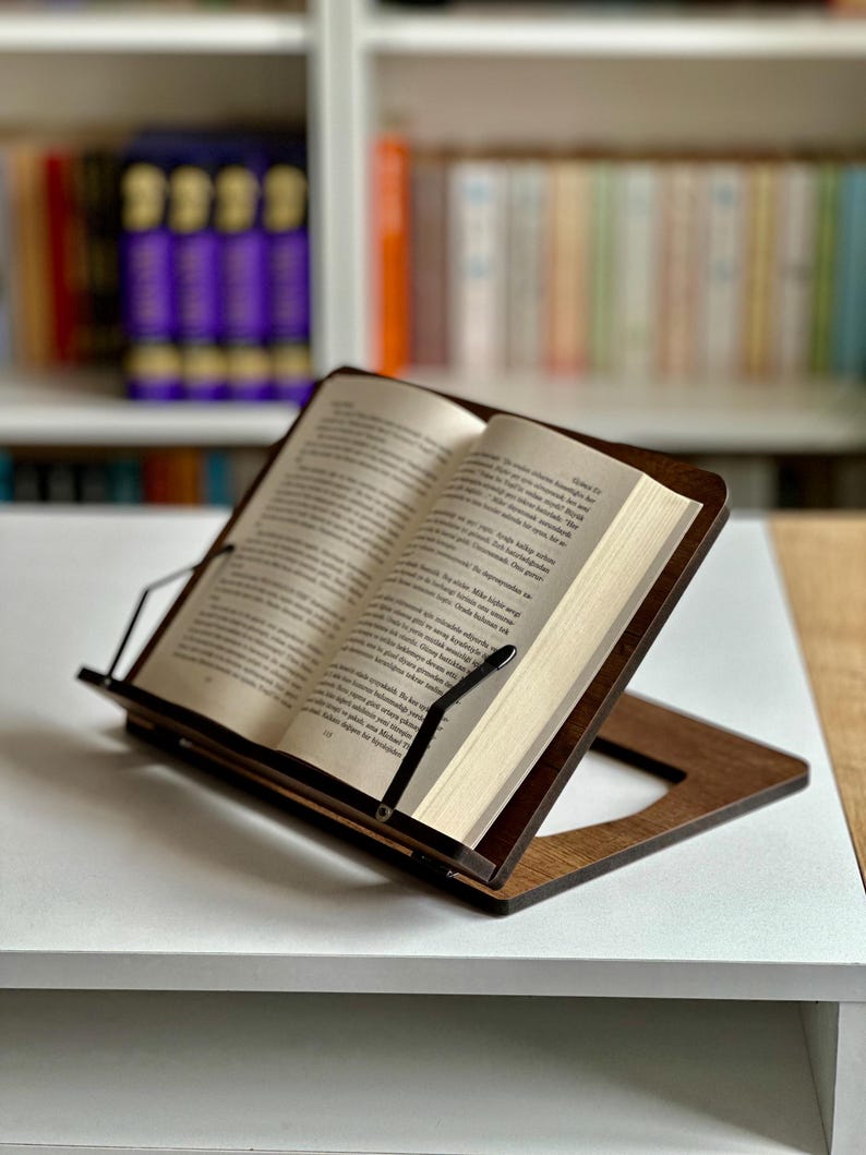 Etsy - Walnut Large Customizable Wooden Book Stand & Cookbook Holder