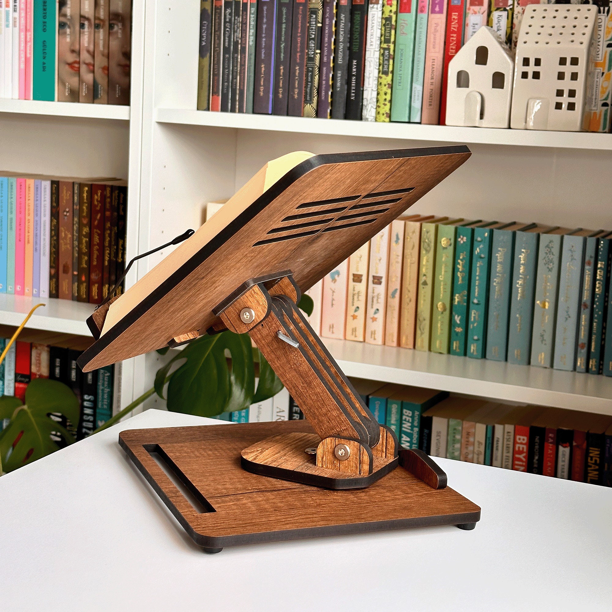 360 Degree Adjustable Wooden Book Stand & Laptop Stand, Cookbook Holder,  Best Reading Gift, Office Desk Setup, Work From Home, Laptop Holder 