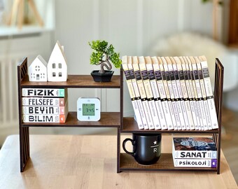 Desktop Bookshelf Wrought Iron Desktop Bookshelf/Bookcase - Adjustable Bookshelf Display Shelf