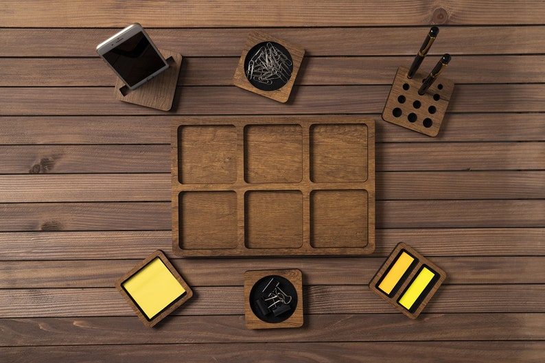 Wooden Modular Desk Organizer Set for Accessories Office & Etsy