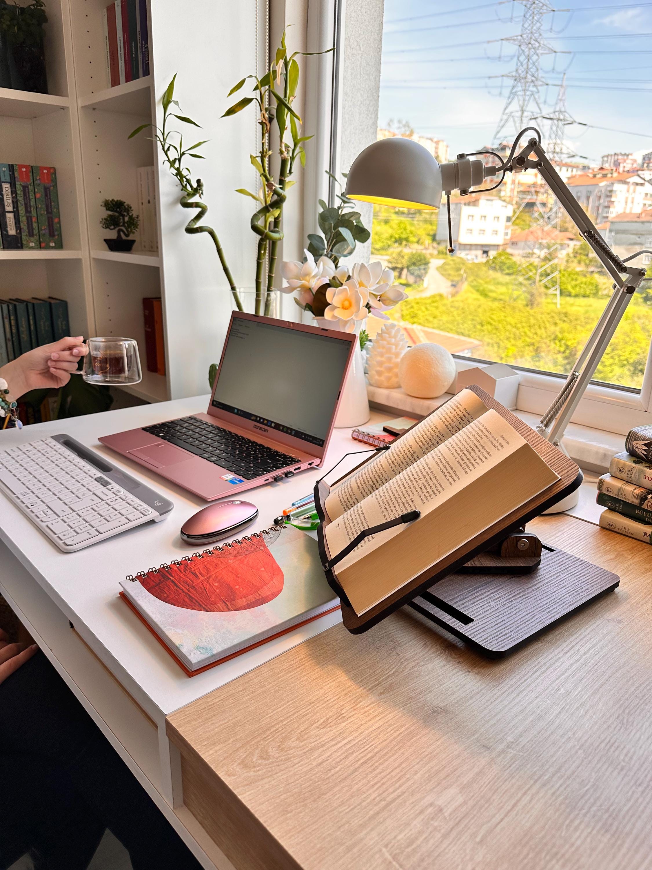 Book Stand For Reading: 360 Rotating Adjustable Book Holder Recipe Textbook Stand For Reading Bookends Fits Desktop Kitchen Counter For