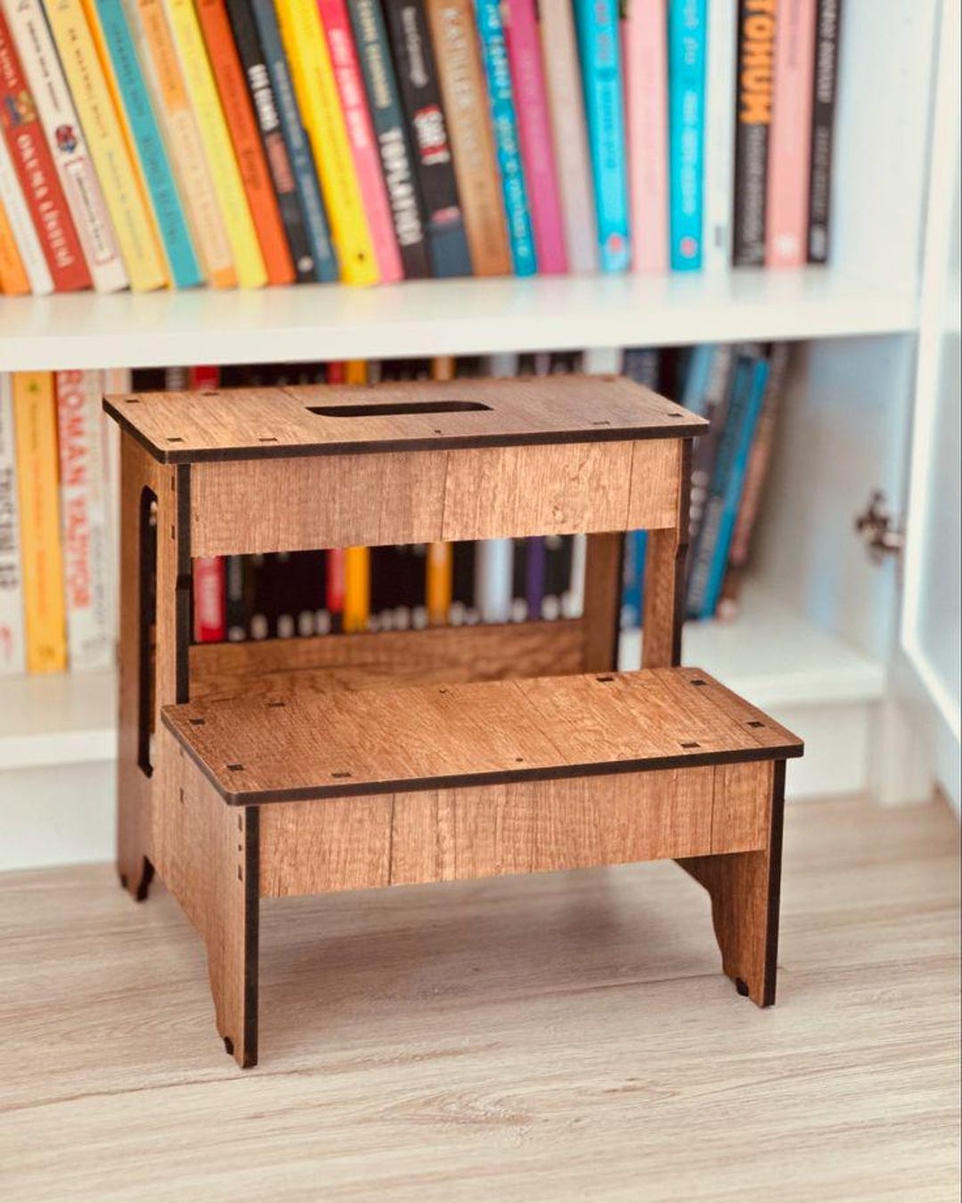 8'' Small Wooden Stools Set Of 2, No Assembly, 100% Solid