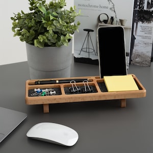Accessoires bureau thuis, opberger houten bureau, dockingstation houten bureau, kantoor en bureau opberger, pennenhouder, telefoondock, cadeau nieuwe baan