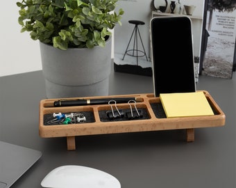 Home Office Desk Accessories, Wood Desk Organizer, Wooden Desk Docking Station, Office & Desk Storage, Pen Holder, Phone Dock, New Job Gift