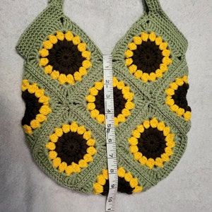 Handmade Crochet Sunflower Granny Square Bag