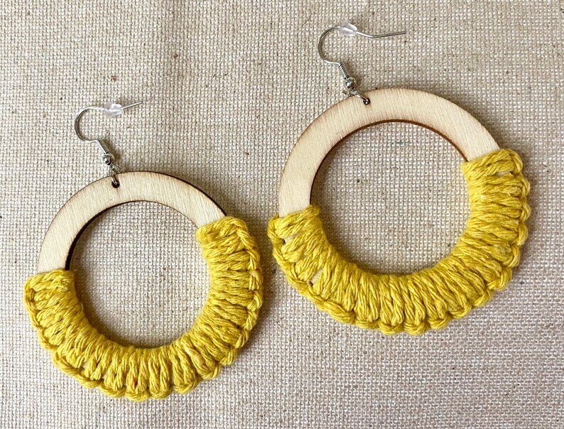Yellow Macrame Earrings Etsy