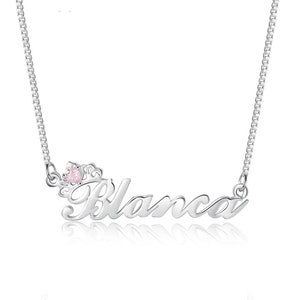 Personalisierte Anhänger Halsketten Krone Namensschild Handgemachter Schmuck mit Geburtsstein Benutzerdefinierte Name Buchstabe Halskette Muttertag Valentinstag Geschenk