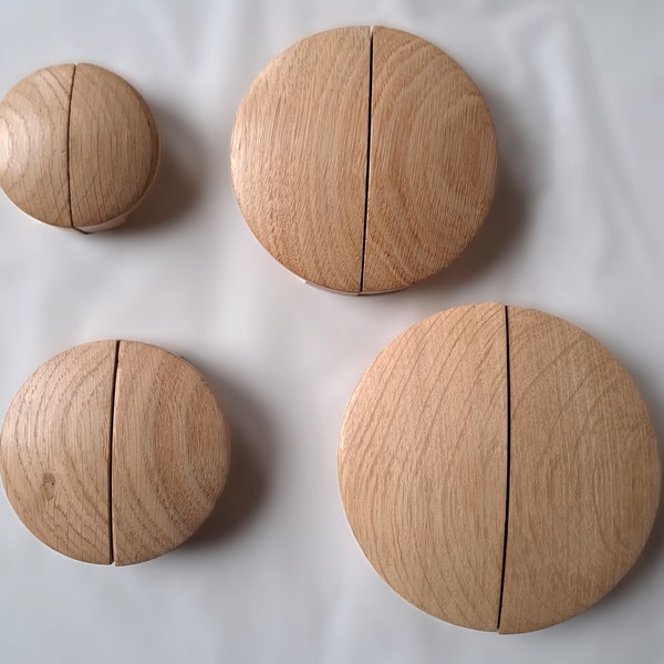 Poignée  Demi lune bombée en chene massif Bouton de meuble (massive oak) diametre 60mm à 120mm / 2,36" à 4,72"