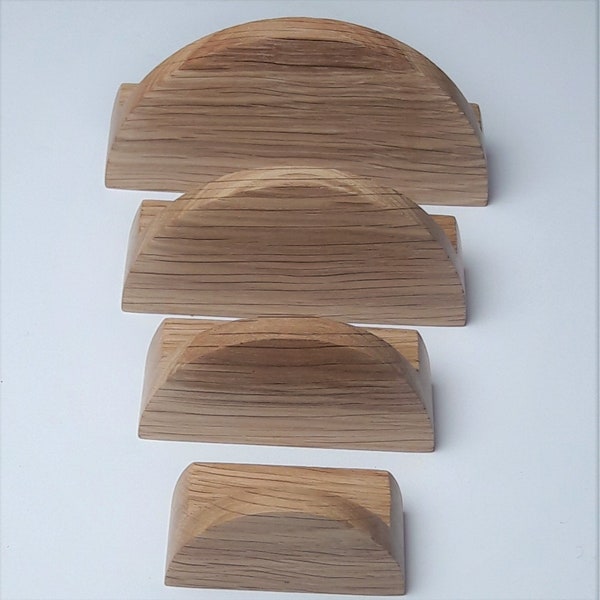 Half circle handle in solid oak Furniture knob (massive oak) diameter 60mm to 150mm / 2.36" to 5.90"