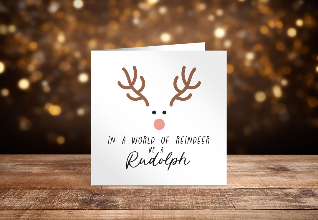 Christmas Card Ruddph Rudolph Christmas Card Reindeer Xmas Greeting Card - Etsy