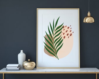 Printable Wall Art Boho Poster With Leaf| Printable Art, Boho Wall Decor, Wall Decor Prints Boho Poster