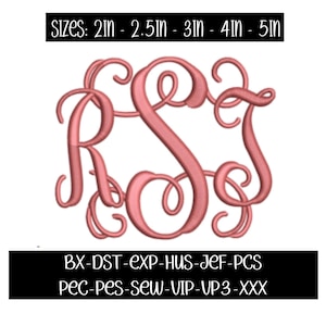 Embroidery monogram design bundle, bx font, machine embroidery, vine monogram font, embroidery machine, pes font, jef font, multi sized