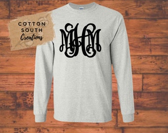 Sale cheap monogram long sleeve shirt monogrammed long sleeve Unisex long sleeve monogrammed long sleeve monogram long sleeve personalized