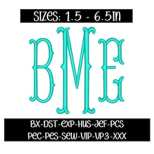 Embroidery monogram design bundle, bx font, machine embroidery, fishtail monogram font, embroidery machine, pes font, jef font, multi sized
