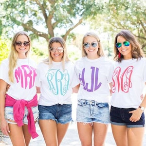 Sale Cheap Monogrammed shirt monogram unisex tshirt custom personalized shirt short sleeve monogrammed shirt bridal party wedding gift image 1