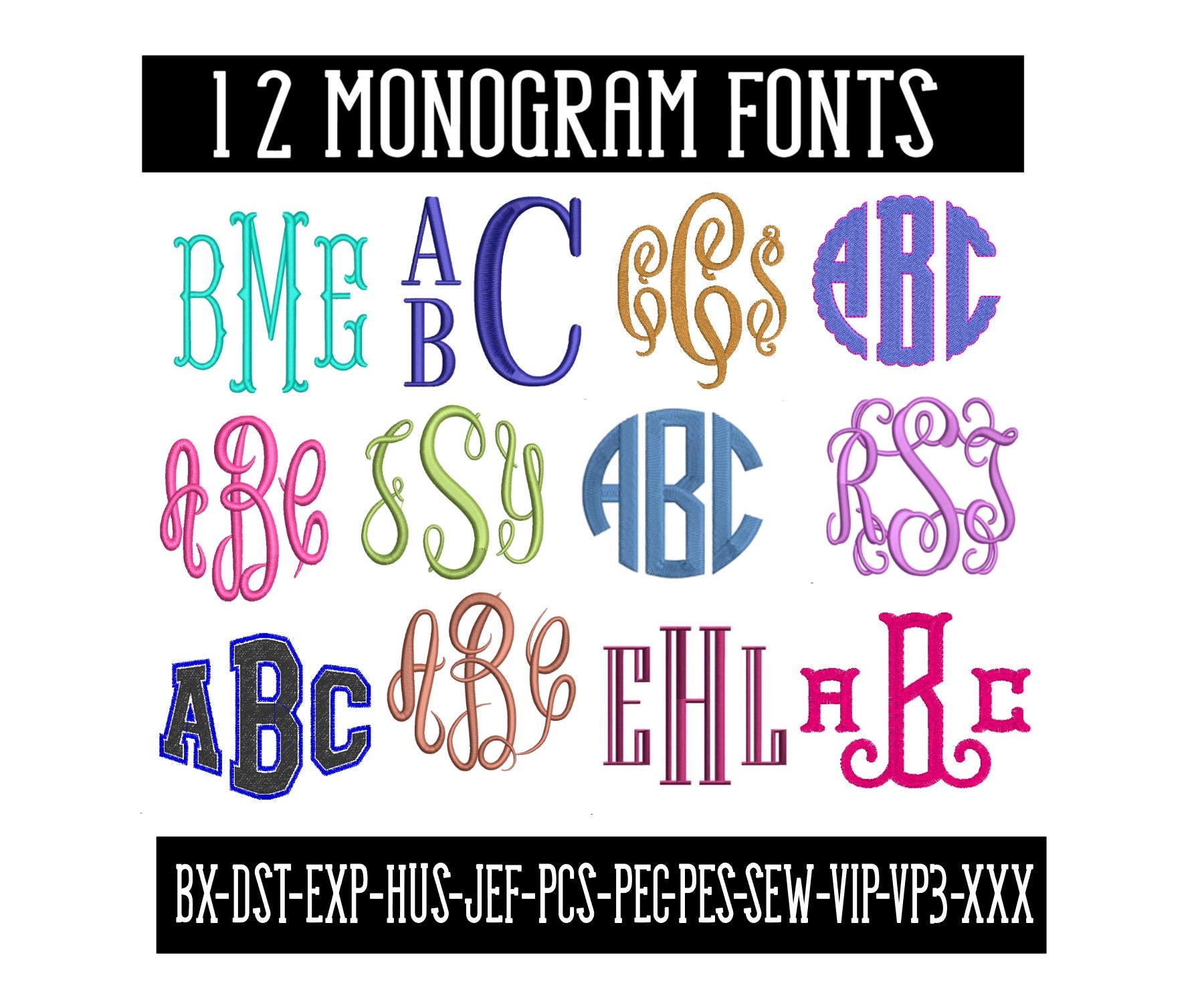 Embroidery Monogram Font Bundle: BX, PES, JEF Formats (Digital Download)