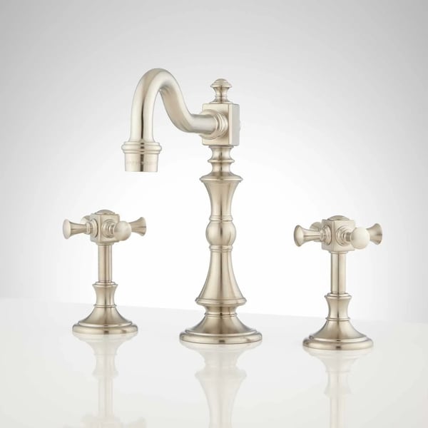 Vintage 8-inch Wide Spread Faucet with Cross Handles - Brushed Nickel