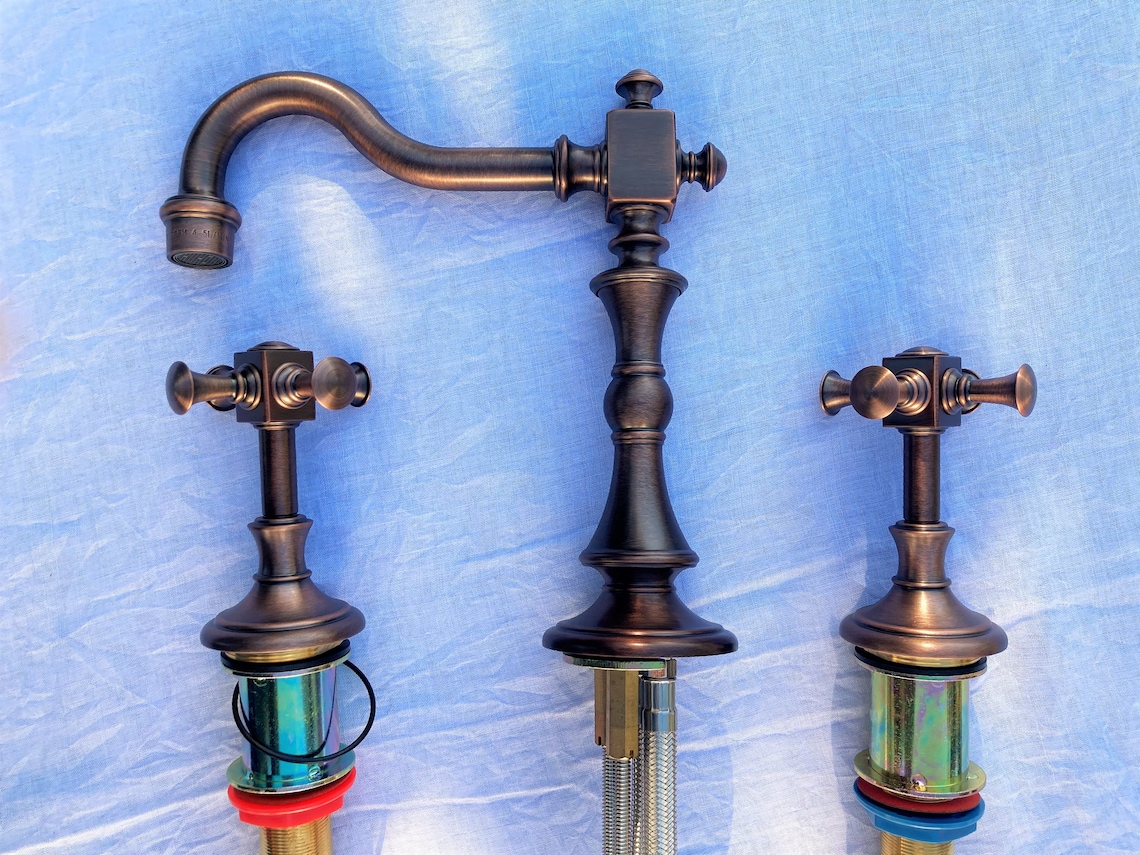 Vintage 8inch Wide Spread Faucet With Cross Handles Oil Etsy