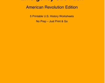 American Revolution Sub Pack – Middle School U.S. History Worksheets (Digital Download)