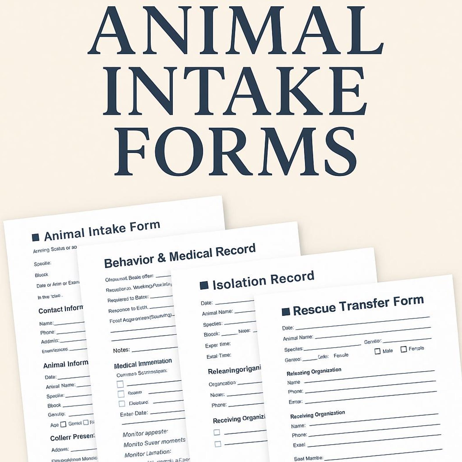 Animal Intake Packet | Printable Shelter Forms for New Arrivals ...