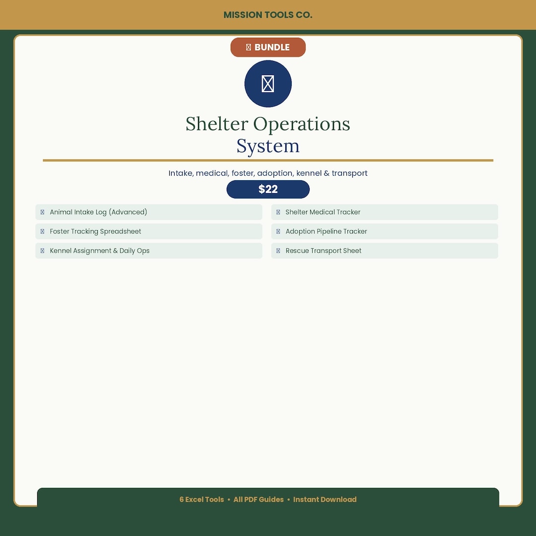 Animal Shelter Operations System Bundle | Intake, Medical Tracker ...