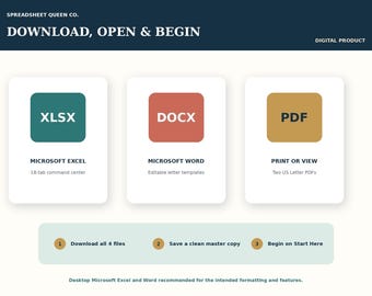 Executor Estate Settlement Organizer Bundle: Probate Spreadsheet, Printable Binder Editable Letters