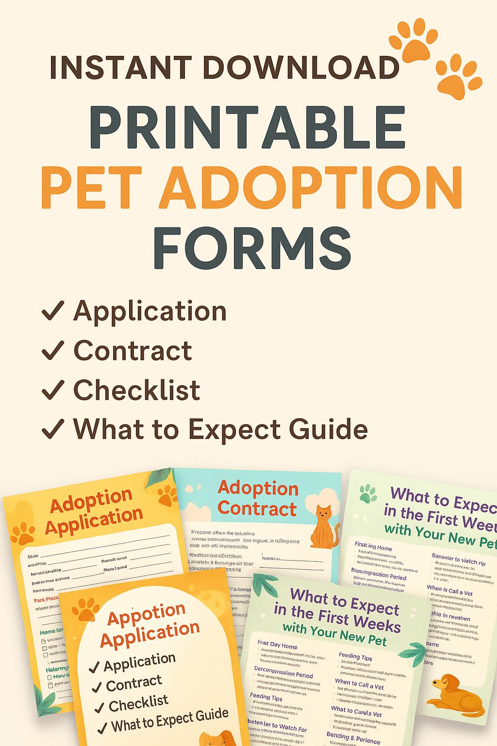 Pet Adoption Forms Bundle | Animal Shelter Application, Contract ...