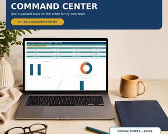 Aging Parent Caregiver Spreadsheet | Elder Care Command Center | Medication, Appointment & Family Care Tracker | Google Sheets Excel