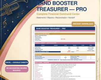 Band Booster Club Treasurer Spreadsheet PRO | Excel & Google Sheets | Member Statements, Invoice, P/L  Balance Sheet Booster Bookkeeping