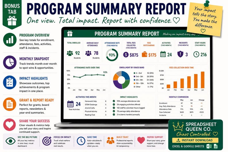 After School Program Management Spreadsheet | Attendance, Fees, Roster (Digital Download) image 10