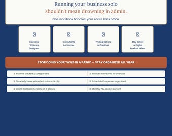 Freelancer Admin Suite Excel | Income Tracker, Invoice Tracker, Expense Log, Quarterly Tax Estimator, Client  Project Log, Monthly P&L | In