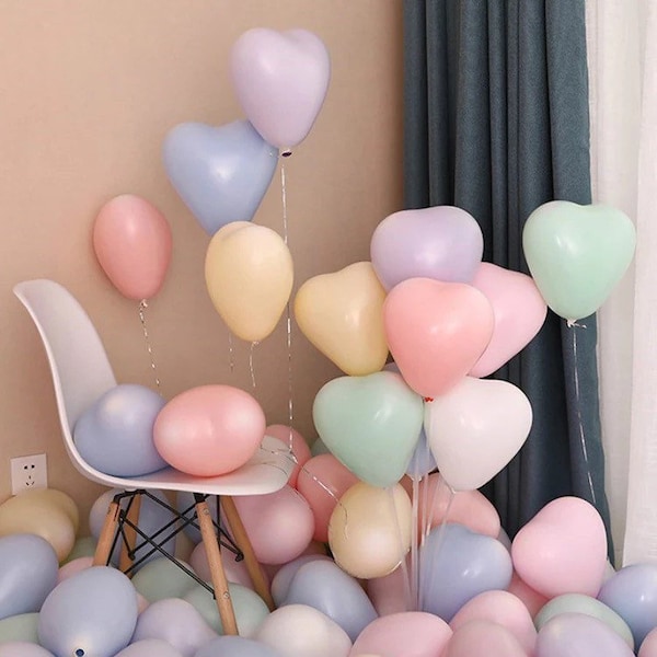 Pastel Heart Balloons - 12 Inch Latex