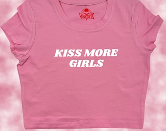 Top corto Kiss More Girls / Top corto divertido / Top corto Y2K / Camiseta para bebé / Top corto lindo / Orgullo