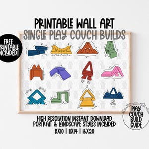 Rainbow Single Play Couch Build Guide Printable with Free Printable, 1 Nugget Couch Digital Download, Rainbow Play Room Decor, Poster Art