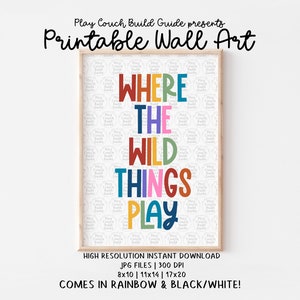 Where the Wild Things Play Druckbare Wandkunst | Digitale | Spielen Couch Fun | Spielzimmer Dekor | Wandbild | Poster | Hochauflösende druckbare JPG-Dateien
