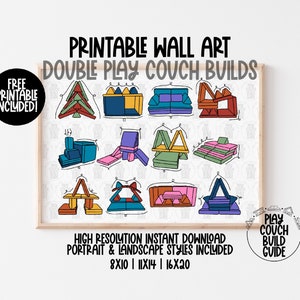 Rainbow Double Play Couch Build Guide imprimible con archivo gratuito, descarga digital de 2 nugget Couch, decoración de la sala de juegos Rainbow, póster