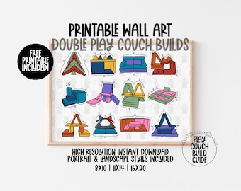 Rainbow Double Play Couch Build Guide Printable with Free File, 2 Nugget Couch Digital Download, Rainbow Play Room Decor, Poster