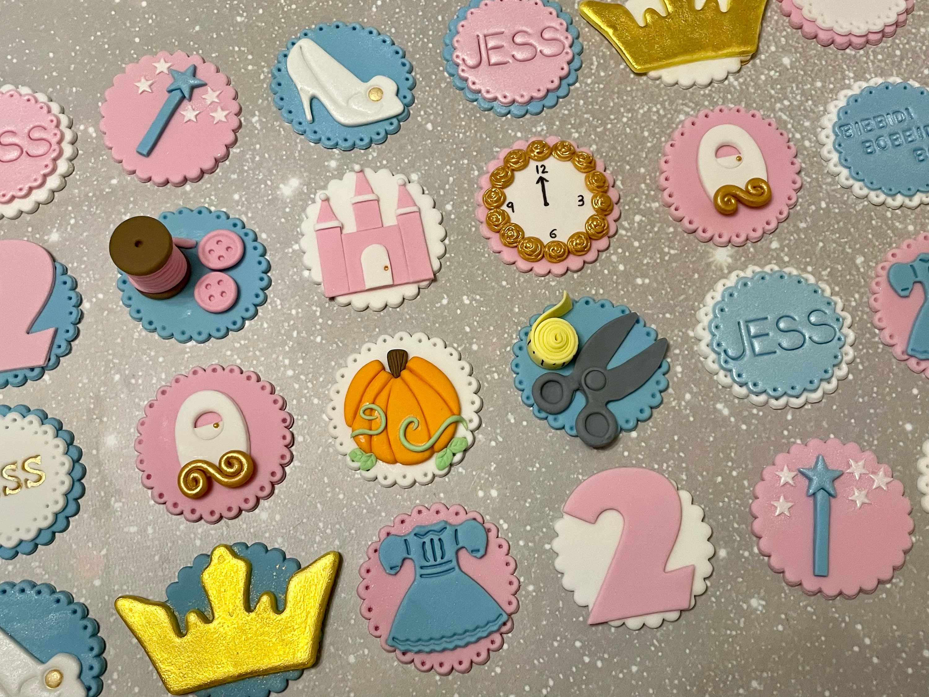 Princess Edible Cake Toppers Party Dress Glass Slipper Crown | Etsy
