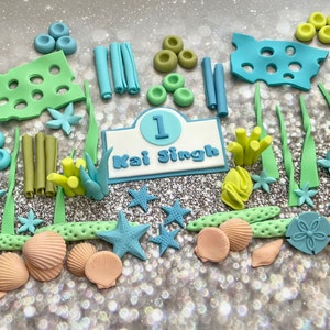 Under the Sea Cake Topper, decorazione glassa fondente, prima festa di compleanno, decorazioni al mare, celebrazione degli Octonauti, conchiglie pastello, rosa