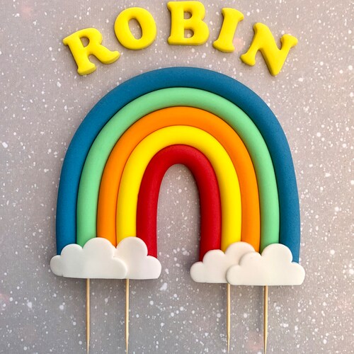 Rainbow Cake Topper Age Topper Birthday Cake Decoration Etsy