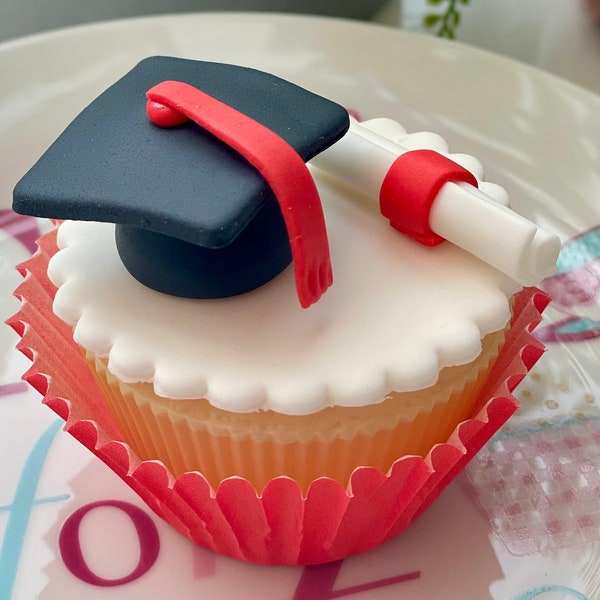 Graduation Cap and Scroll University Uni School Congratulations Fondant Cake Topper Cupcake Toppers Leavers 2023  Gift edible