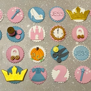 Princesse comestible décorations de fête décoration robe pantoufle en verre couronne fée baguette horloge à coudre citrouille marraine