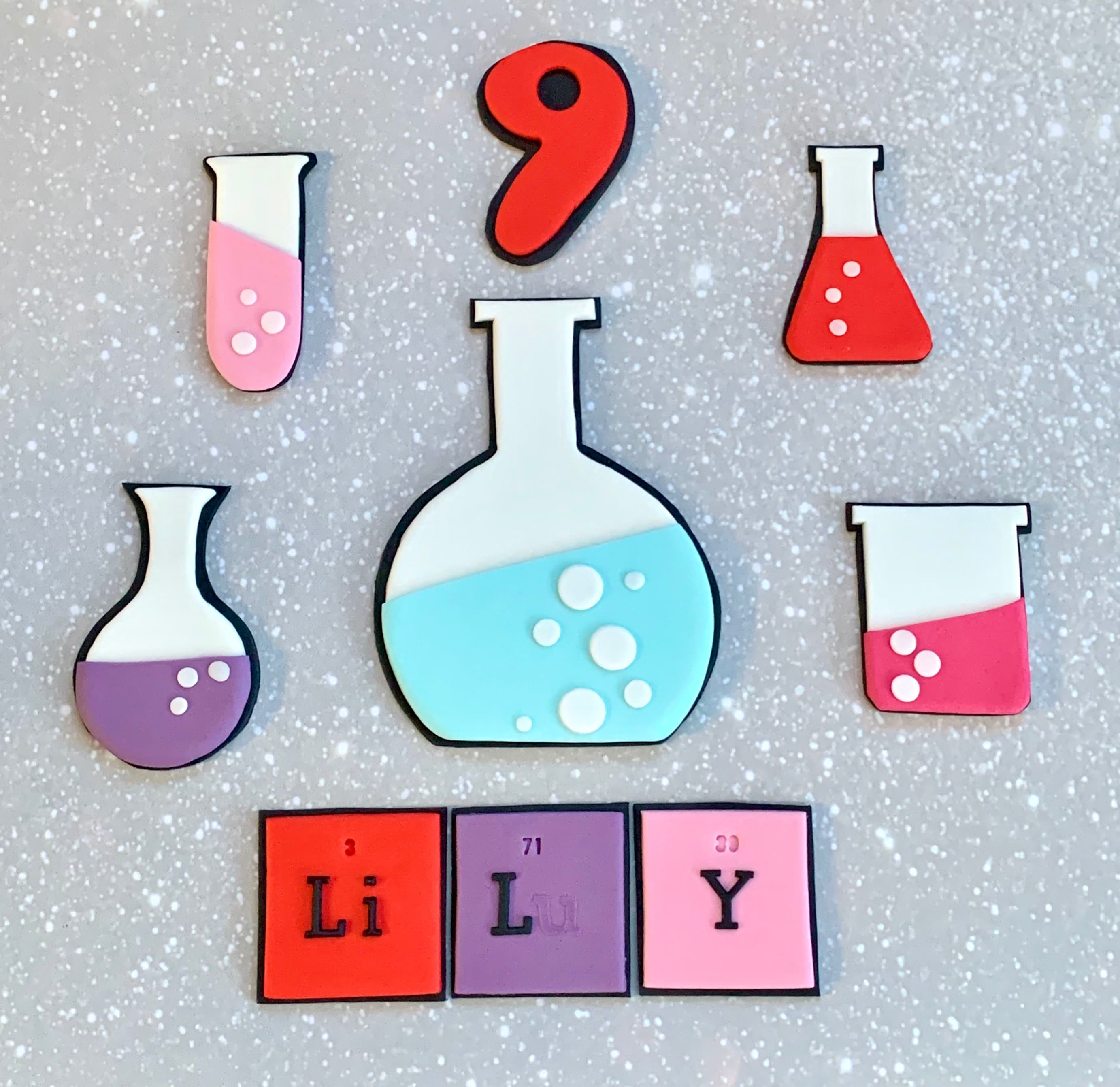 Science Edible Fondant Cake Topper School Teacher Graduation Pharmacist Periodic Table Test Tube Mad Alchemy Alchemist Chemist