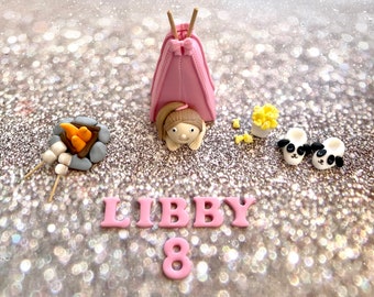 Camping Glamping Tent Fondant Cake Topper, Childrens Birthday, Teepee Party Decoration, Outdoor Decorations, Slippers, Popcorn toppers, Camp