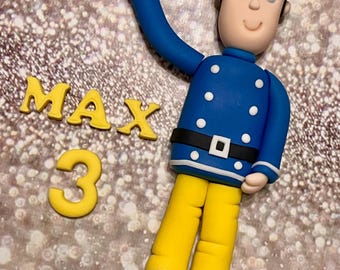 Fireman Cake Topper firefighter Personalised Custom Fondant Person Child Birthday Party Fire Sam Elvis Norman