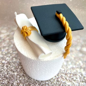 Adorno para tarta de fondant con forma de birrete de graduación, felicitaciones de la universidad y la escuela para los que se van 2025, regalos de graduación para ella y él.
