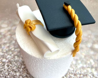 Adorno para tarta de fondant con diploma de pergamino de birrete de graduación, felicitaciones de la universidad y la escuela para los que se van 2025, regalos de graduación para ella y él
