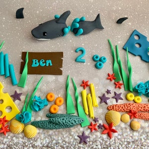 Under the Sea Shark Cake Topper Edible Fondant Birthday Octonauts Fish Starfish Ocean little mermaid Octopus Shells